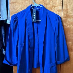 Elegant Blue Blazer with Draped Silhouette